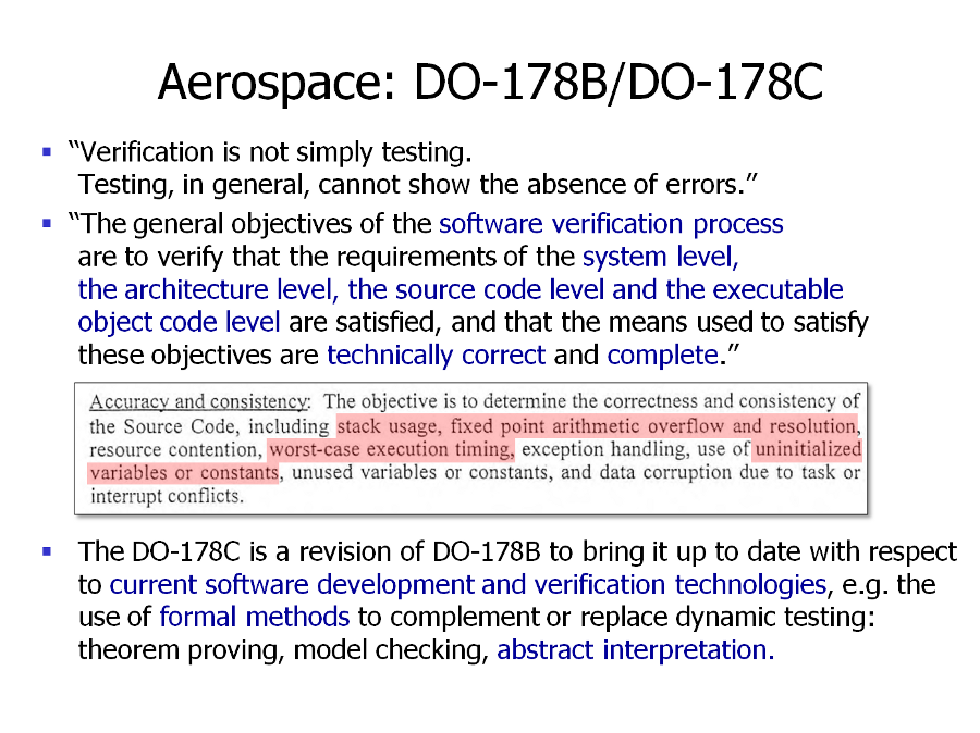 Aerospace: DO-178B/DO-178C
