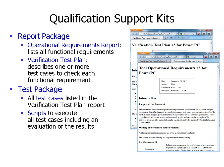 Qualification Support Kits