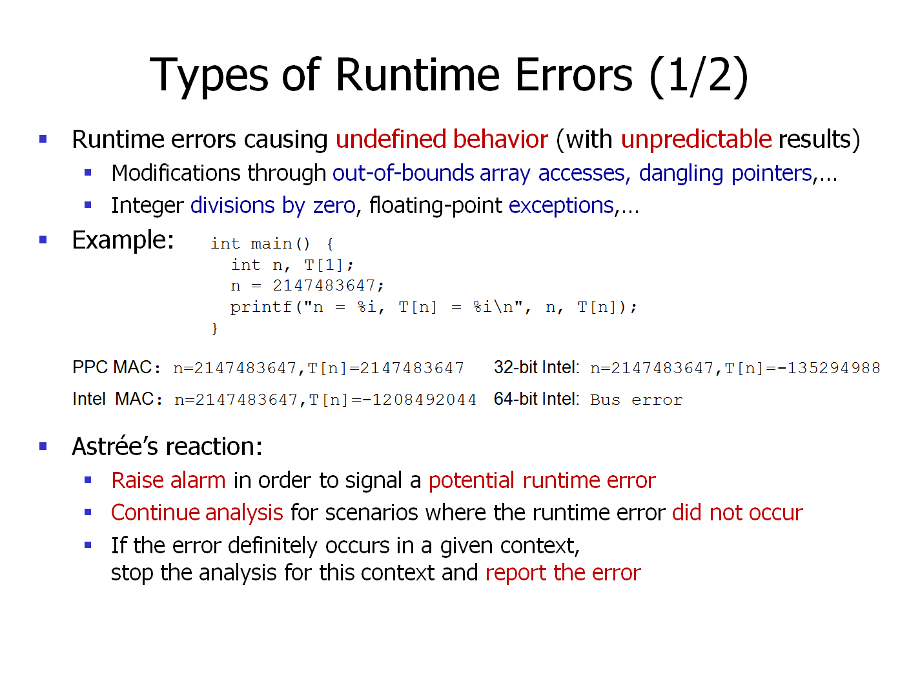 Types of runtime errors
