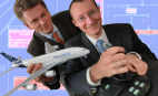 Christian Ferdinand and Daniel Kästner with a model of the Airbus A380