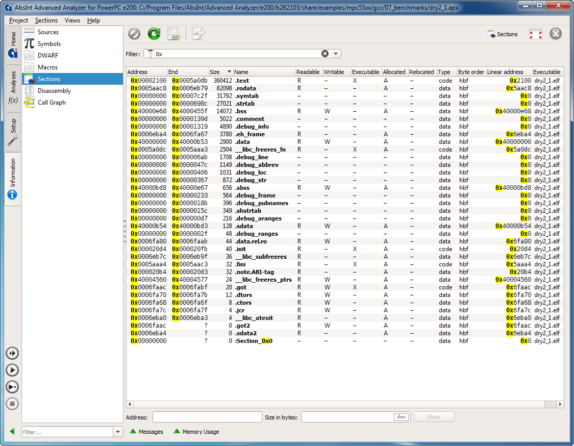 Copie d'écran de StackAnalyzer