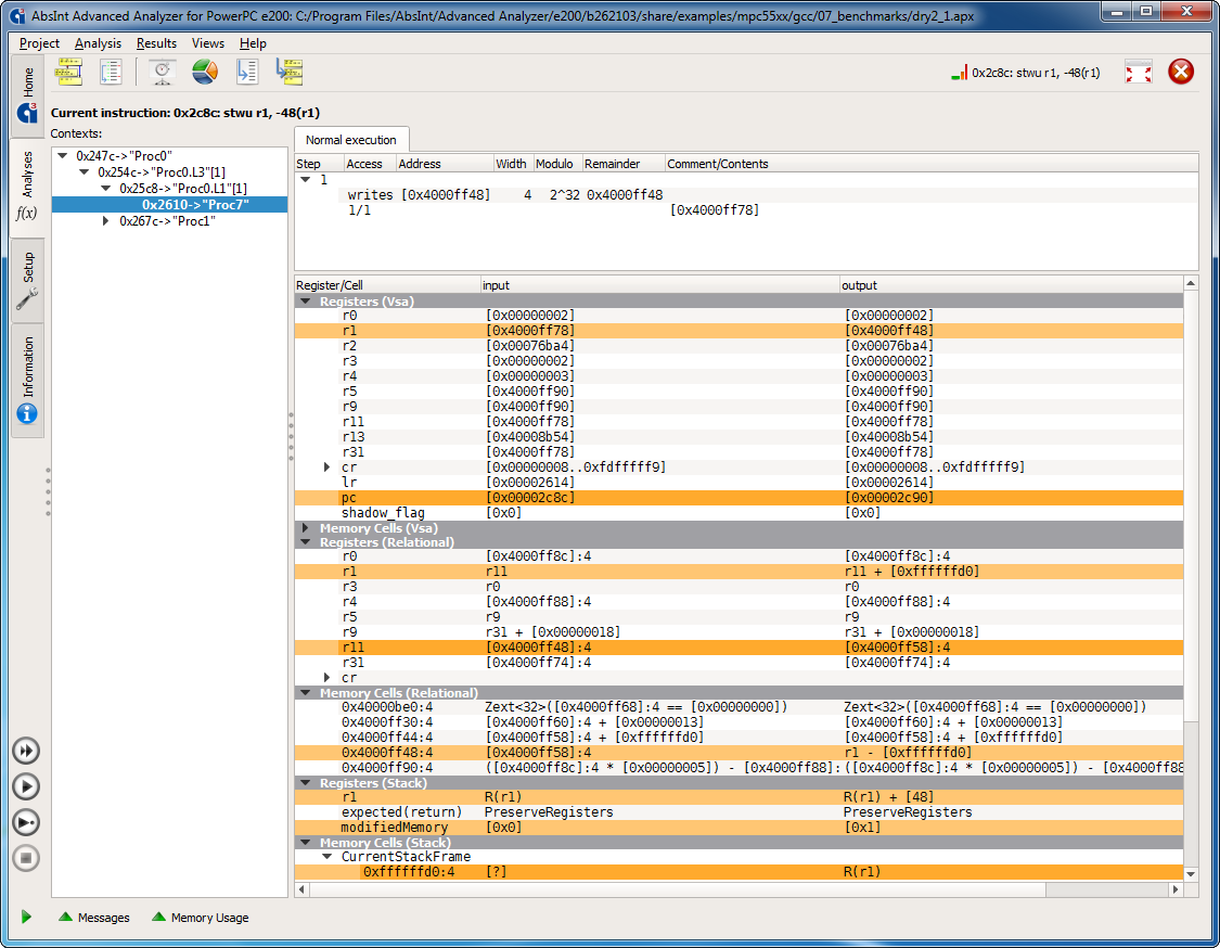 Copie d'écran de StackAnalyzer